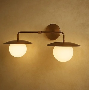 Modern Brass Art Deco Handmade Adjustable Double-Head Wall <b>Sconce</b> Round Indoor Home Decor <b>Lighting</b> Fixture - Product Image 3