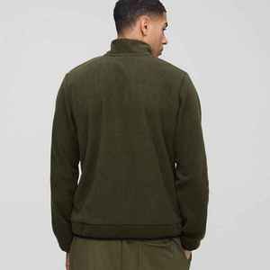 Sweat-shirt en molleton vert olive pour homme, col montant, coupe classique, style décontracté automne, tricoté, manches longues - Product Image 4