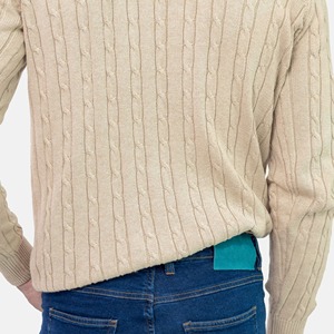 Men's <b>Cable</b> <b>Knit</b> Pullover <b>Sweater</b> Full Sleeve Solid Color Button Customized Color Autumn Wear Breathable 100% Polyester - Product Image 5