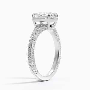 แหวนโซลิแทร์ระดับพรีเมียมพร้อมรายละเอียดแกะสลักในทองคำขาว 14K - Product Image 4