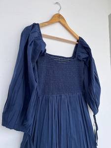 Robe longue boutonnée en pur coton pour femme et fille, col en V, imprimé floqué, longueur genou, écologique, tendance, décontractée, pour soirée d'été - Product Image 2