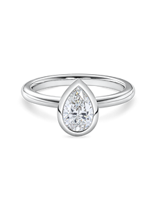 Anillo con diamante cultivado en laboratorio en forma de pera de 1 quilate, engaste tipo bisel, diseño de compromiso en oro amarillo, blanco, rosa y platino de 18 quilates. - Product Image 4