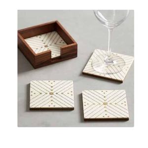 Posavasos cuadrado con incrustaciones de hueso de diseño de alta calidad, Juego de 4 té, café, oficina, bebida, utensilios de cocina, posavasos de comedor, regalo para boda - Product Image 1