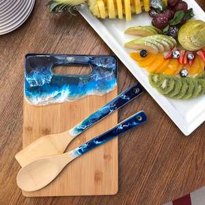BEST Kitchen Utensils Natural <b>Wood</b> and Resin Spoon Spatula with Holder for Cooking Food & Angel Style Top - Product Image 3
