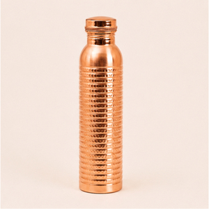 Handcrafted Pure Copper Water Bottle Hammered Design Leak-Proof & Jointless Ayurvedic Health Benefits for Yoga Gym and Office - Product Image 5