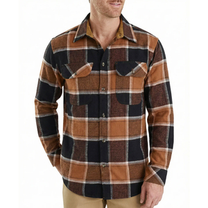 Chemise en flanelle à carreaux épaisse pour homme, manches longues, boutonnée, en coton, décontractée, brossée, douce, chaude, style workwear, coupe oversize - Product Image 1
