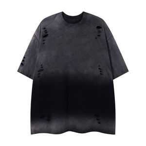 Custom <b>Sun</b> Fade Distressed Oversized Acid Wash T Shirt 100 Cotton <b>Drop</b> Shoulder Unisex Streetwear Top - Product Image 3