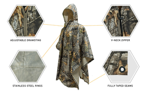 Poncho Impermeable de Camuflaje con Capucha, Ligero, para Senderismo, Camping, Pesca, Viajes, Unisex - Product Image 6