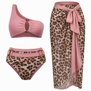 Traje de Baño de Moda 2026 con Estampado Floral, de un Solo Hombro, con Pareo, Bikini Sexy Asimétrico para Mujer, Ropa de Playa - Product Image 6