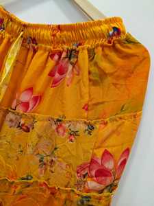 New Saree Silk Bohemian Patchwork Layer Skirt for Women Free Size Long Maxi Ankle-Length Pleated Breathable All Seasons In-Stock - Product Image 3
