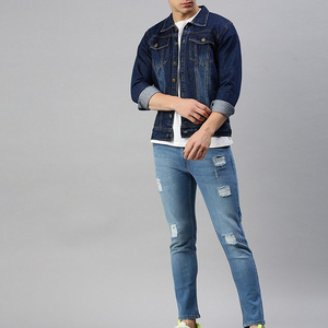 100% Cotton Men's <b>Denim</b> Jacket Streetwear Jean <b>Coat</b> with Custom Print & Embroidery Logo Oversized <b>Denim</b> Men's Jackets - Product Image 1