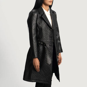 Abrigo Largo de Cuero PU Marrón Original OEM para Mujer, Impermeable, Cortavientos, Transpirable, Abrigo Sólido para Invierno - Product Image 4