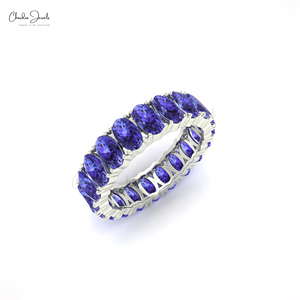 Anillo de boda infinito de tanzanita natural de 4.80 CTW con engaste de puntas en oro blanco fino de 14k, joyería de eternidad para ella, ¡muy vendido! - Product Image 1