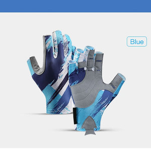 Gants de pêche pour hommes et femmes, antidérapants, protection UV, design demi-doigts, pour sports nautiques et pêche - Product Image 1