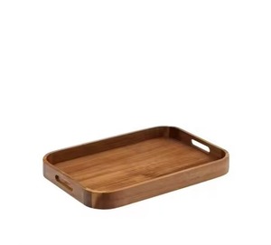 Plateau de service rectangulaire en bois à bords arrondis, design minimaliste solide et durable, idéal pour servir les aliments - Product Image 4