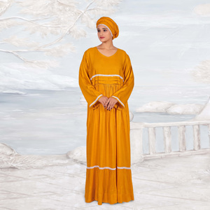 Robe longue modeste en rayonne avec détails en dentelle, style islamique arabe de Dubaï, Abaya Kaftan élégante pour femme, vêtement de prière à manches longues, Eid ODM - Product Image 1