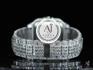 Montre mécanique à cadran carré en acier inoxydable avec incrustation de diamants, lunette en cristal, bracelet de 20 mm, style analogique, bijou de mode - Product Image 2