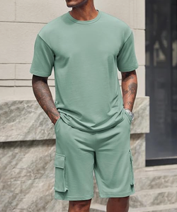 Men's Shirt and Shorts <b>Set</b> 2-Piece Fashion Summer <b>Knitted</b> High Quality Tracksuits Cotton Oversized T-Shirts Cargo Shorts Outfits - Product Image 6