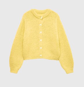 Pull élégant en mélange de cachemire à col rond, respirant, avec fermeture à boutons, chemise tricotée à manches longues pour femme, chaud et ample pour l'hiver - Product Image 1