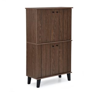 Zapatero de 4 Puertas, Zapatero de Madera Independiente, Organizador de Almacenamiento Cerrado para Entrada, Pasillo, Color Nogal - Product Image 6