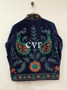 Abrigo Bohemio de Terciopelo Bordado a Mano para Mujer, Talla Grande, Cuello Mandarín, Estampado Floral, Ropa de Invierno Informal, Manga Larga - Product Image 3