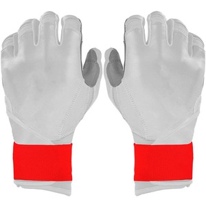 White <b>Red</b> Leather Batting <b>Gloves</b> Padded Pull On Closure Unisex Adult Training - Product Image 1