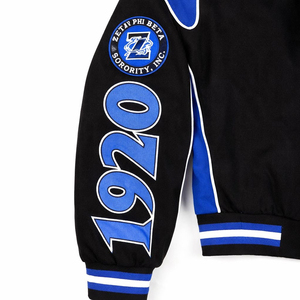 Blouson Bomber Vintage ZPB Racing en Twill avec Lettres Grecques de Sororité, Style Universitaire, pour l'Hiver, Grandes Tailles, Logos Brodés - Product Image 5