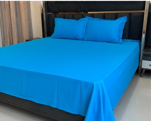 Ensemble de draps en coton bleu turquoise en gros avec taies d'oreiller assorties, collection Manlove pour la literie de maison et d'hôtel - Product Image 4