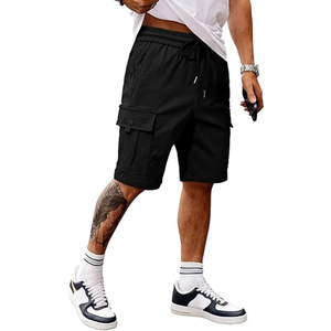 Men's Casual <b>Stretch</b> <b>Cargo</b> Shorts Elastic Waist Drawstring Multi Pocket Summer Work Shorts Manufactured in Bangladesh - Product Image 1