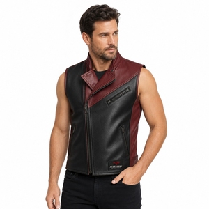 Chaleco de Cuero para Hombre, Chaleco de Motocicleta de Alta Calidad, Cuero Genuino, Estilo Clásico, Ropa de Motociclismo Duradera y Cómoda para Exteriores - Product Image 4
