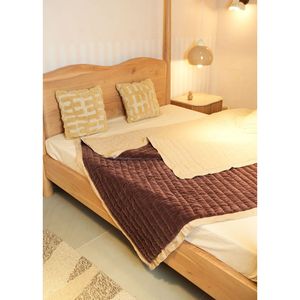 Copriletto trapuntato a mano con flange 88x92 "in velluto di cotone - Product Image 1