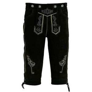 Lederhosen bavarois en cuir véritable pour hommes, shorts brodés noirs pour l'Oktoberfest, tailles européennes 46 à 62 - Product Image 4