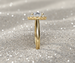 Anillo de Compromiso con Halo de Diamantes Cultivados en Laboratorio Stonewels, Corte Redondo, Halo Floral, Oro de 14K, Anillo de Novia de Lujo Certificado - Product Image 3