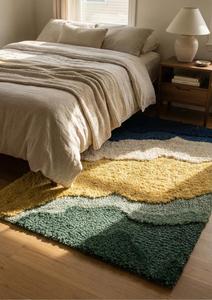 Alfombra de Lana Hecha a Mano de Lujo, Moderna, Abstracta, Antideslizante, de Pelo Medio, con Base de Silicona y Algodón Suave, para el Hogar, Picnic, Dormitorio - Product Image 5