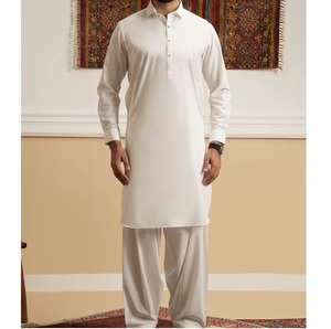 OEM ODM Vente en gros Usine Hommes Décontracté Pakistanais Musulman Shalwar Kameez Blanc Coton Ethnique Ensemble 2 Pièces Robes de Mariage - Product Image 1