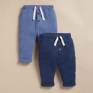 Paquete de 2 mallas con cordón de elastano de bambú orgánico de calidad superior-Azul marino + Denim ligero - Product Image 1