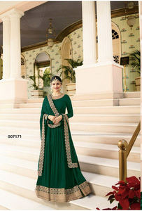 Vestido Largo Anarkali de Georgette Sintética, Estilo Indio Tradicional, Transpirable y Ecológico, Ideal para Fiestas, el Más Vendido - Product Image 3