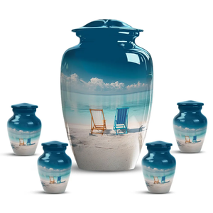 Blue Ocean Waves Cremation Urn Metal Burial <b>Memorial</b> Vessel Custom Design Adult Cremation Urn Decorative <b>Keepsake</b> - Product Image 4