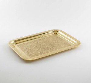 Plateau de service rectangulaire en laiton artisanal moderne, motif floral gravé, finition dorée décorative, durable, léger, passe au lave-vaisselle - Product Image 5