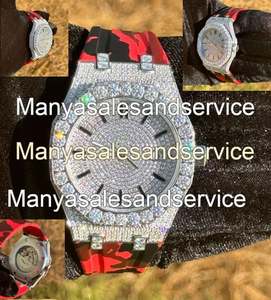 Reloj de Lujo Blingdiam con Incrustaciones de Moissanita VVS de Alta Calidad, Pasa el Test de Diamantes, Acero Inoxidable, Brillo Verde para Hombre - Product Image 3