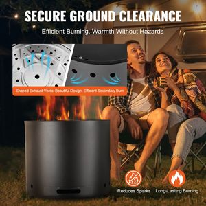 Braciere Senza Fumo in Acciaio Inox, Stufa per Falò 15,4 H X 19,3 Diametro, Caminetto a Legna con Vassoio Cenere Rimovibile per Riscaldamento Patio - Product Image 5
