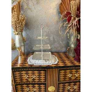 Engagement Partyware 2 niveaux Gâteau Stand Nickel Plaqué Unique Fruits Dessert Plateau Plateaux De Service Décoratif Argent Gâteau Stand - Product Image 3