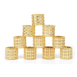 Vente chaude doré motif géométrique rond de serviette métal cercle serviette boucle table décoration rond de serviette en gros en vrac - Product Image 3