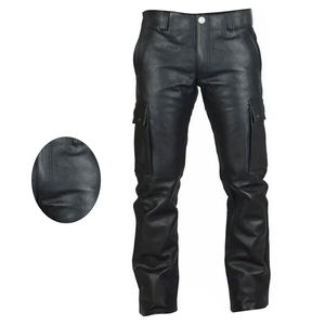 Customized Cowhide Genuine Leather High Quality Men's Straight Outdoor Fashionable Waterproof Breathable Leather <b>Pants</b> - Product Image 5