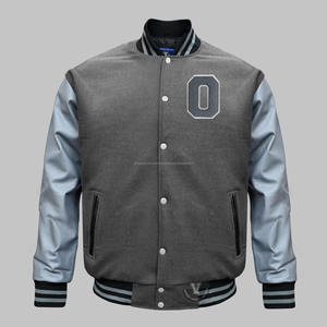 Vestes à manches en cuir avec logo personnalisé Vestes de baseball Letterman Vestes en cuir de laine - Product Image 1