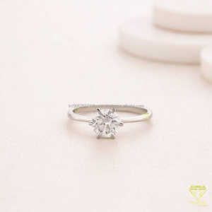 Classic VVS Moissanite Diamond <b>Solitaire</b> Engagement <b>Ring</b> 925 Sterling <b>Silver</b> White Gold Plated Promise <b>Ring</b> For Women Jewelry - Product Image 1