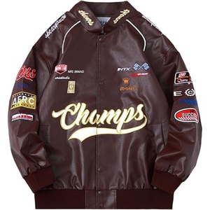 Custom Faux Leather <b>Racing</b> <b>Jacket</b> Oversized Motorcycle Biker <b>Jacket</b> Streetwear Unisex PU Leather <b>Jacket</b> - Product Image 1