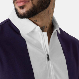 Men's Dark Purple And White Color Blocked Cotton <b>Polo</b> Shirt Short Sleeve Casual Top Adult Oversize Style <b>Polo</b> Shirt - Product Image 6