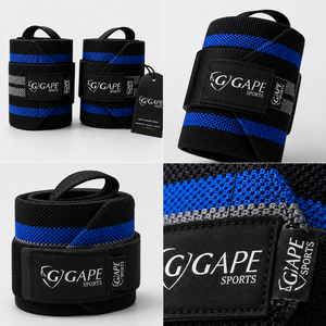 GAPE SPORTS Bandes de soutien pour poignets Noir Bleu Gris Fermeture réglable à boucle auto-agrippante pour la musculation Entraînement de force Unisexe - Product Image 6