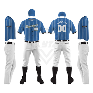 ชุดยูนิฟอร์มเบสบอลลายทางแบบซับลิเมชั่นสั่งทำพิเศษ เสื้อ กางเกง และหมวก ชุดเต็ม โรงงานขายส่งโดยตรงสำหรับทีมกีฬา - Product Image 6